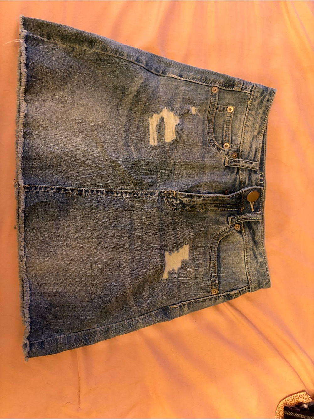 NOBO Light Blue Distressed Denim Mini Skirt